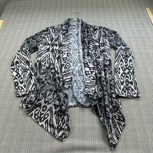 Soma Cardigan Womens Medium Waterfall Front‎ Black Grey Luxuriously Soft Boho